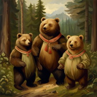 three bears in the style of Shishkin